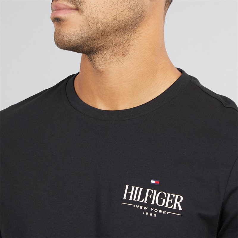 Tommy Hilfiger Mens Hilfiger Stack Long Sleeve Top Black