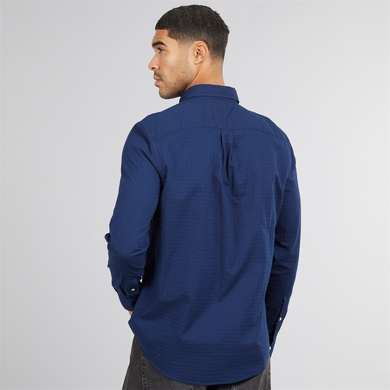 Tommy Hilfiger Mens Dobby Structure Shirt Preppy Navy