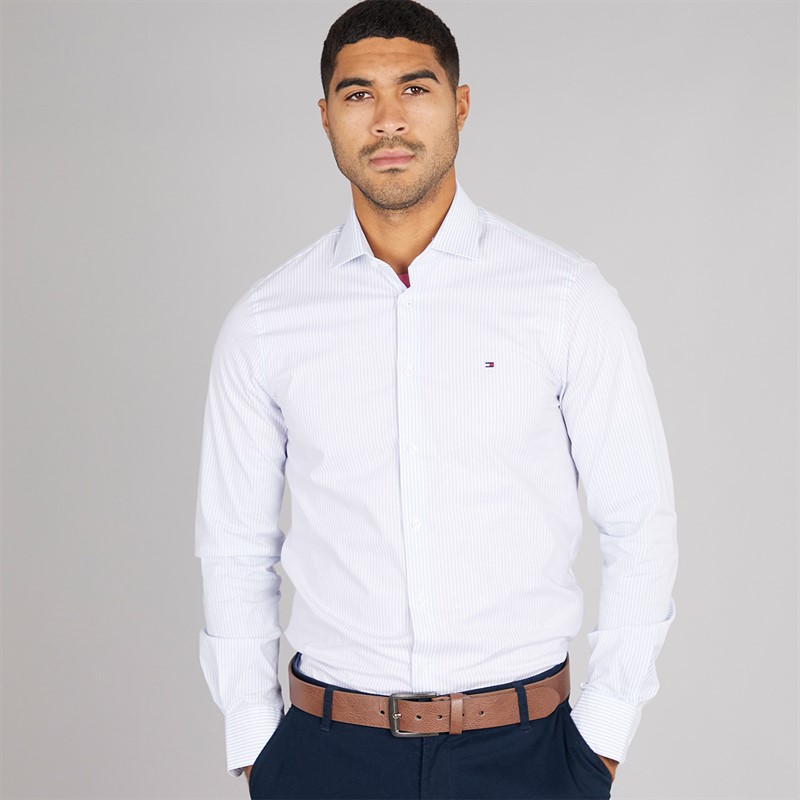 Tommy Hilfiger Mens Pop Stripe Shirt Sweet Blue/Optic White