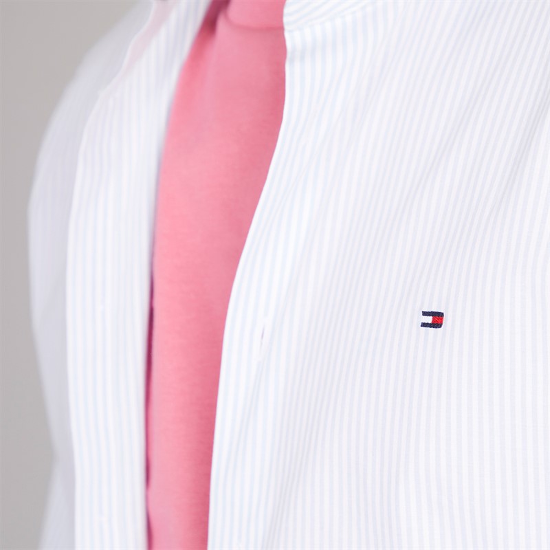 Tommy Hilfiger Mens Pop Stripe Shirt Sweet Blue/Optic White