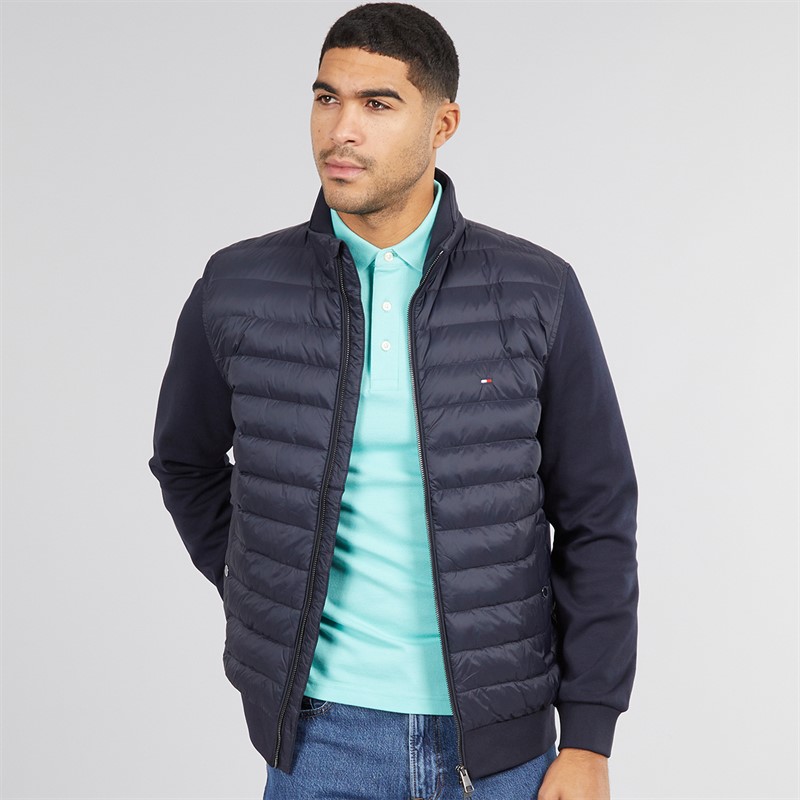 Tommy Hilfiger Mens Mix Media Zip Up Jacket Desert Sky