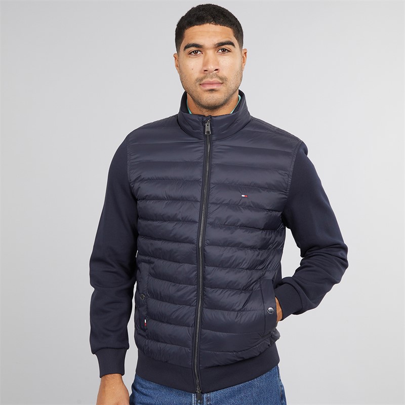 Tommy Hilfiger Mens Mix Media Zip Up Jacket Desert Sky