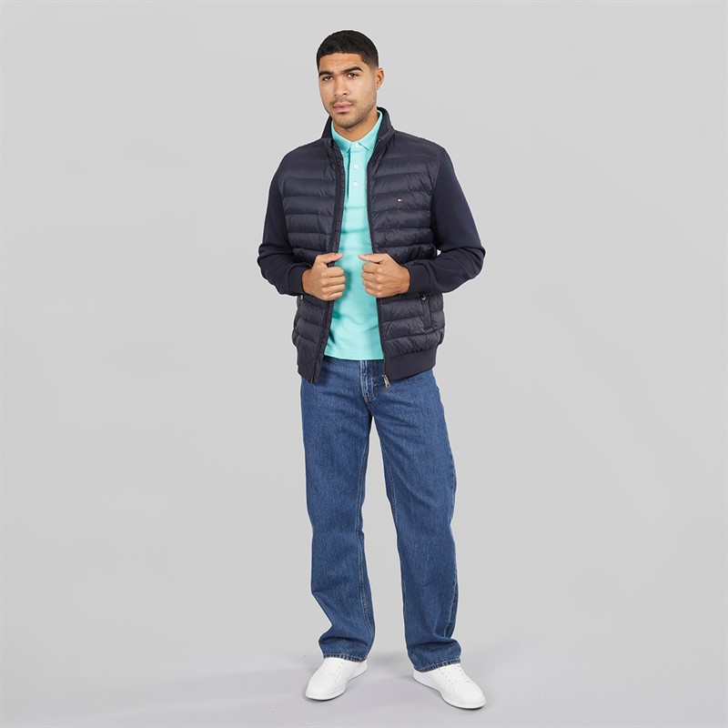 Tommy Hilfiger Mens Mix Media Zip Up Jacket Desert Sky