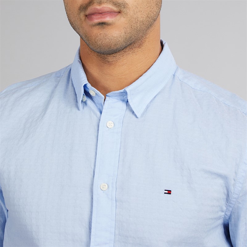 Tommy Hilfiger Mens Dobby Structure Shirt Sweet Blue