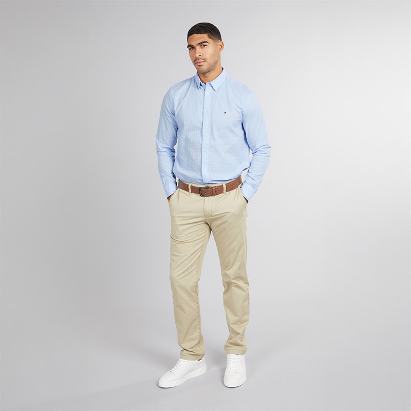 Tommy Hilfiger Mens Dobby Structure Shirt Sweet Blue