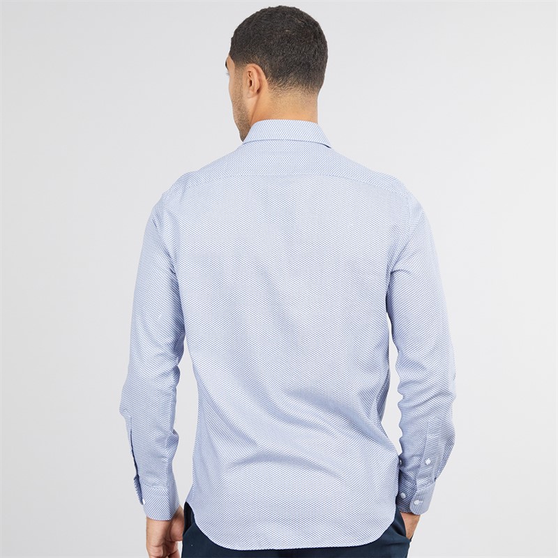 Tommy Hilfiger Mens Twill Geo Shirt Optic White/Preppy Navy