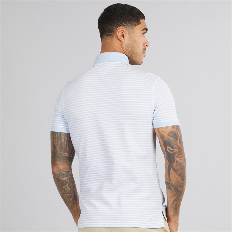 Tommy Hilfiger Mens 1985 Slim Polo Shirt Breezy Blue/White