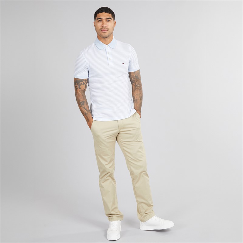 Tommy Hilfiger Mens 1985 Slim Polo Shirt Breezy Blue/White