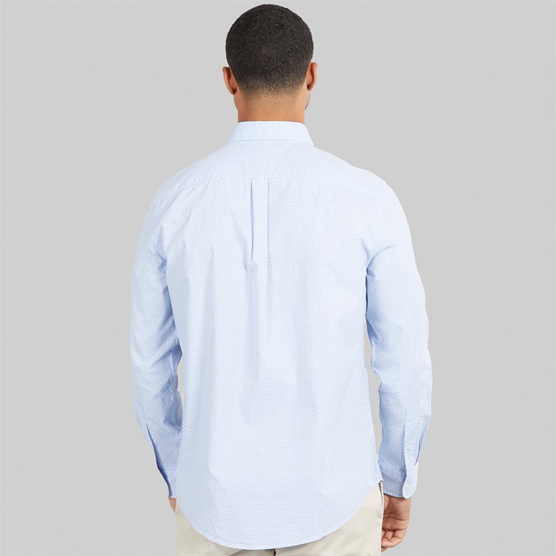 Tommy Hilfiger Mens Flex Poplin Mini Print Shirt Cloudy Blue