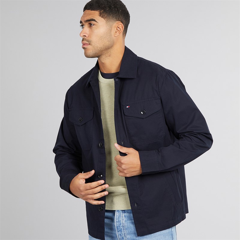 Tommy Hilfiger Mens Cotton Twill Shirt Jacket Desert Sky