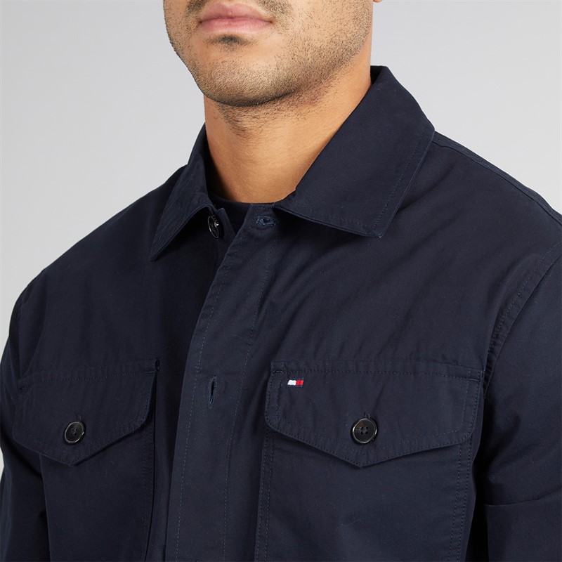 Tommy Hilfiger Mens Cotton Twill Shirt Jacket Desert Sky