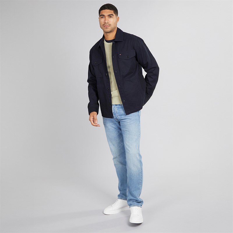 Tommy Hilfiger Mens Cotton Twill Shirt Jacket Desert Sky