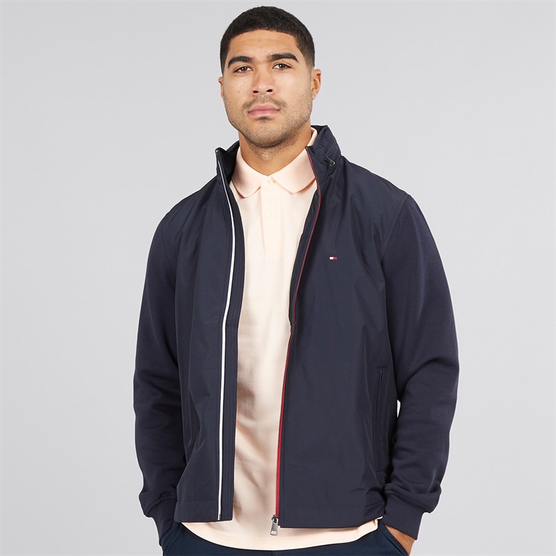 Tommy Hilfiger Mens Mix Media Harrington Zip Through Jacket Desert Sky