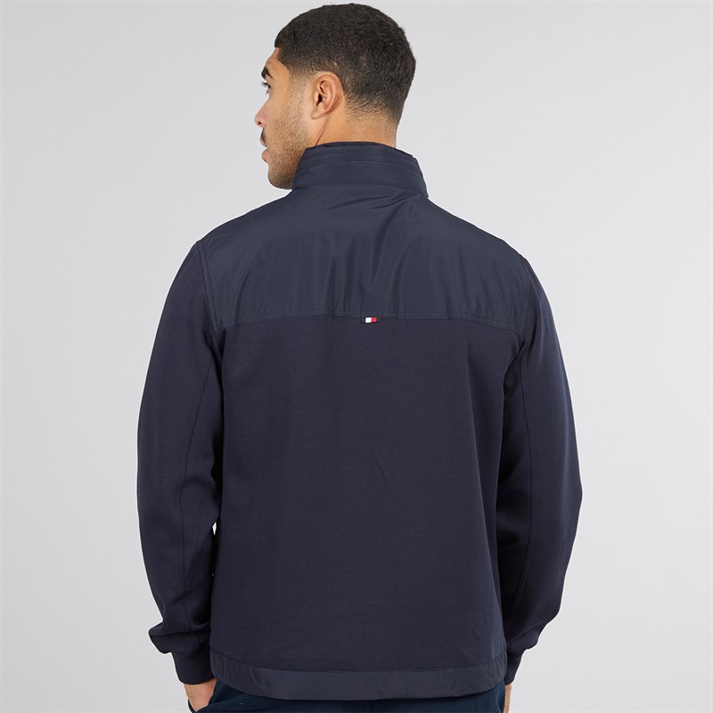 Tommy Hilfiger Mens Mix Media Harrington Zip Through Jacket Desert Sky