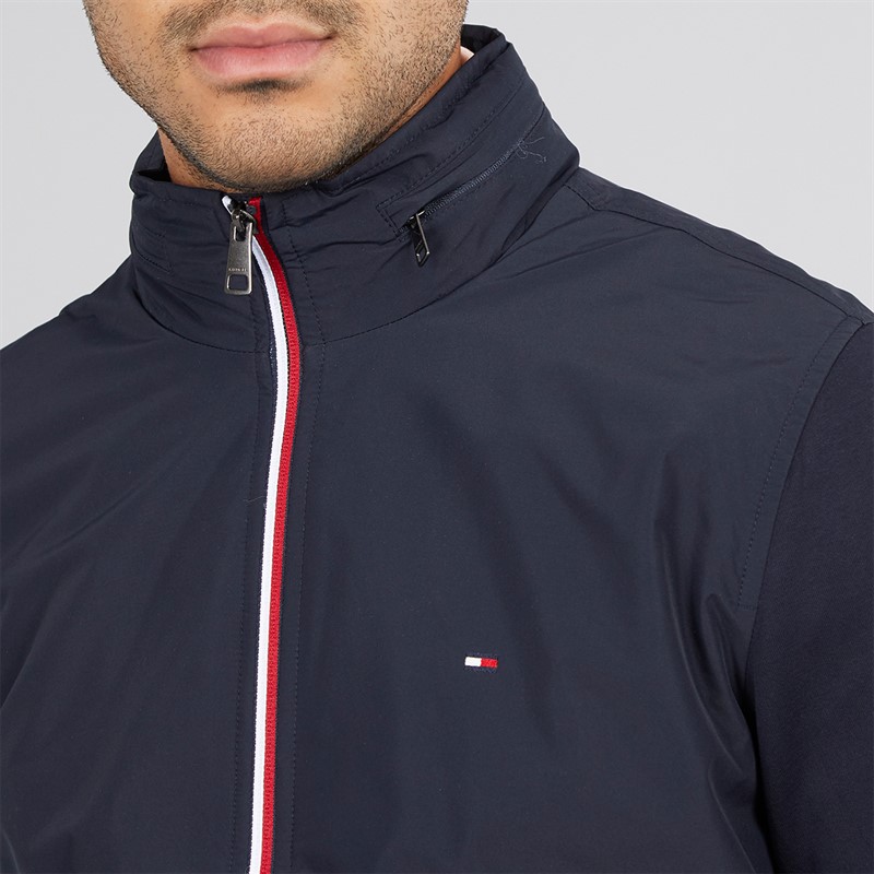 Tommy Hilfiger Mens Mix Media Harrington Zip Through Jacket Desert Sky