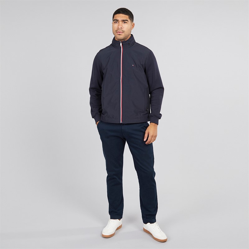 Tommy Hilfiger Mens Mix Media Harrington Zip Through Jacket Desert Sky