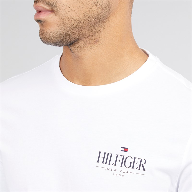 Tommy Hilfiger Mens Hilfiger Stack Long Sleeve Top White
