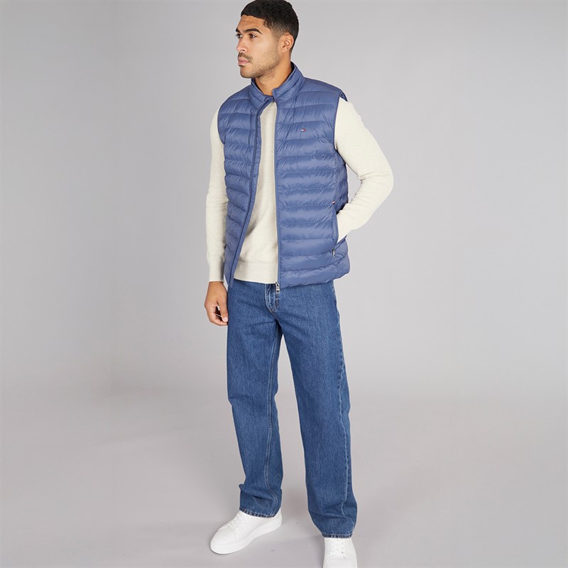 Tommy Hilfiger Mens Packable Recycled Gilet Faded Indigo