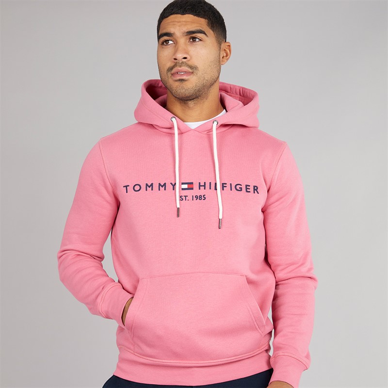 Tommy Hilfiger Mens Tommy Logo Hoodie Vintage Rosy