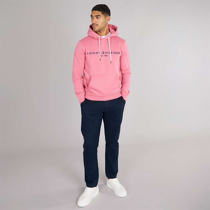 Tommy Hilfiger Mens Tommy Logo Hoodie Vintage Rosy