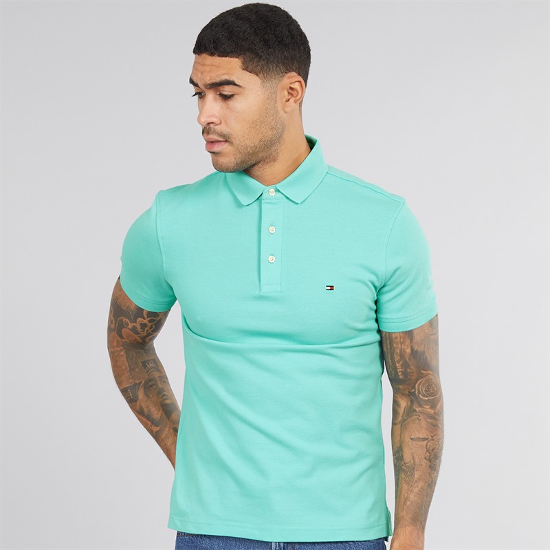 Tommy Hilfiger Mens 1985 Slim Polo Shirt Chilled Mint