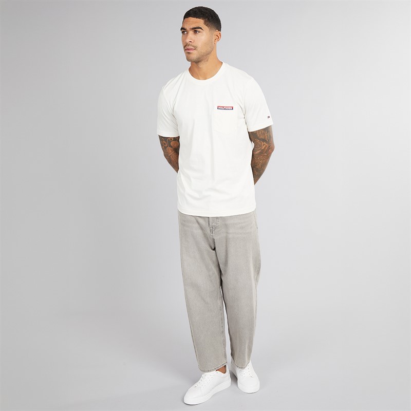 Tommy Hilfiger Mens Americana Monotype Pocket T-Shirt Ivory Petal