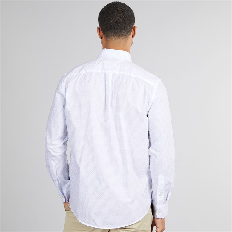 Tommy Hilfiger Mens Flex Poplin Shirt Optic White/Breezy Blue