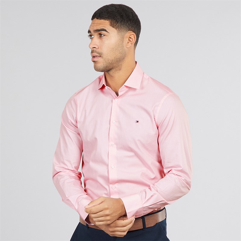 Tommy Hilfiger Mens Shirt Optic White/Classic Pink