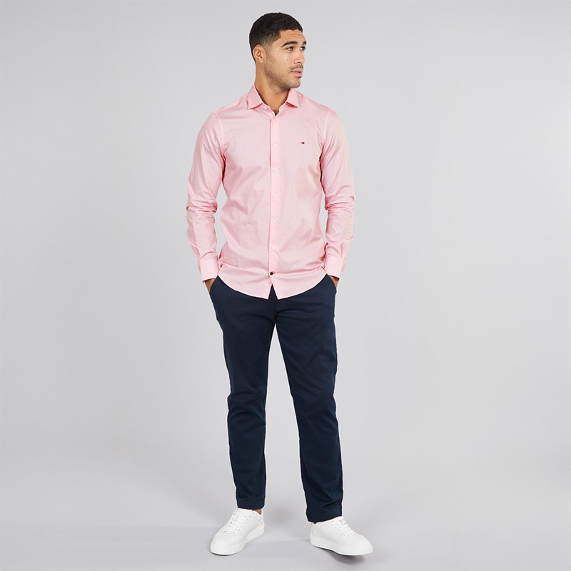 Tommy Hilfiger Mens Shirt Optic White/Classic Pink