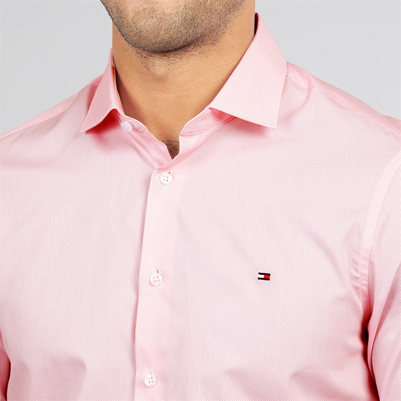 Tommy Hilfiger Mens Shirt Optic White/Classic Pink