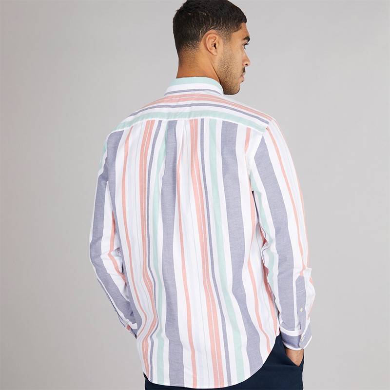 Tommy Hilfiger Mens Oxford Stripe Relaxed Shirt Brilliant Orange Multi/Stripe