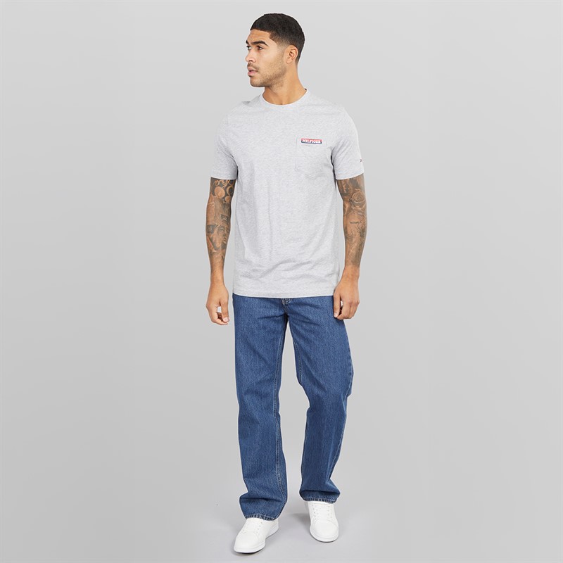 Tommy Hilfiger Mens Americana Monotype Pocket T-Shirt Light Grey Heather