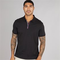 Tommy Hilfiger Mens Interlock Zip Polo Black