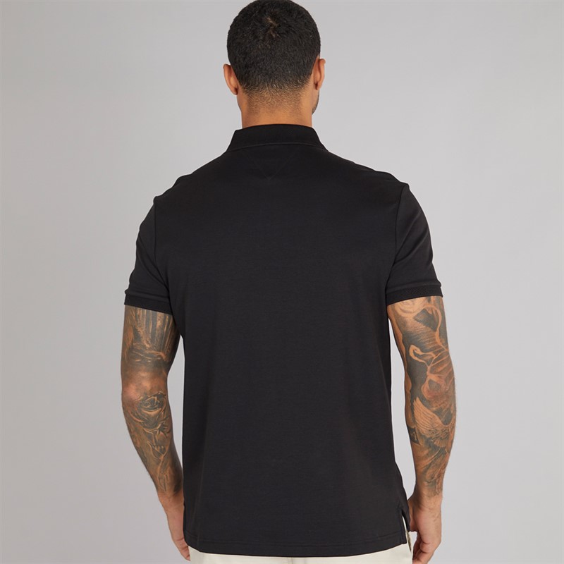 Tommy Hilfiger Mens Interlock Zip Polo Shirt Black