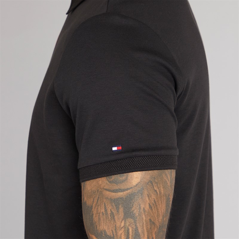 Tommy Hilfiger Mens Interlock Zip Polo Shirt Black