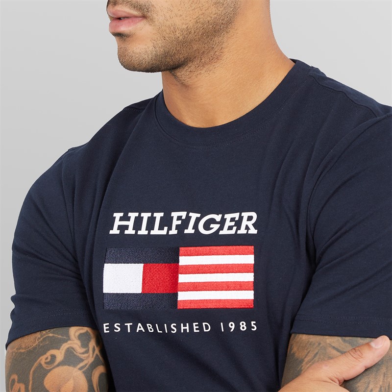 Tommy Hilfiger Mens Americana Monotype Flag Box T-Shirt Desert Sky