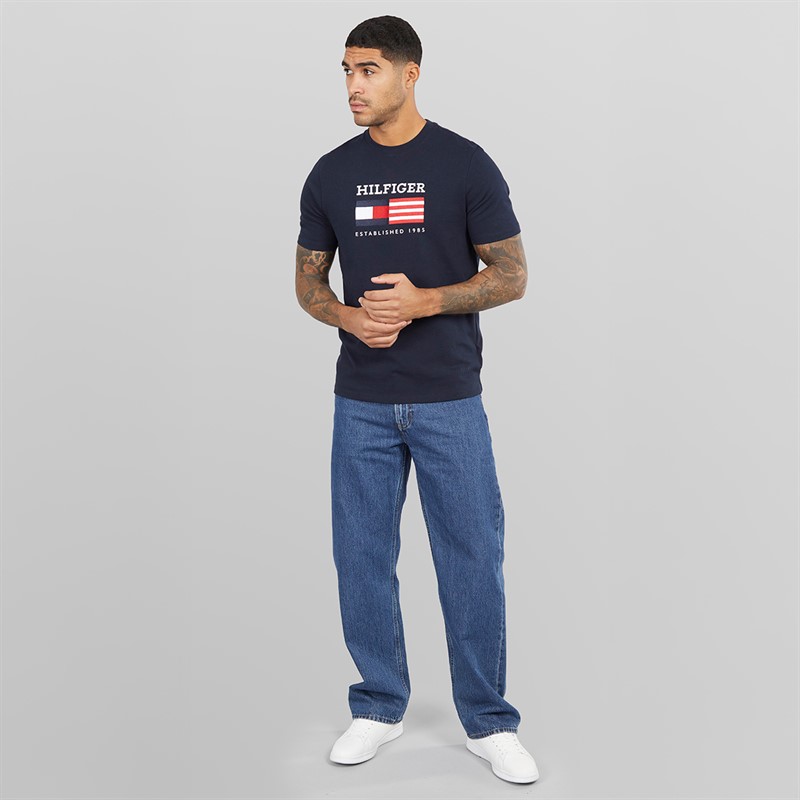 Tommy Hilfiger Mens Americana Monotype Flag Box T-Shirt Desert Sky