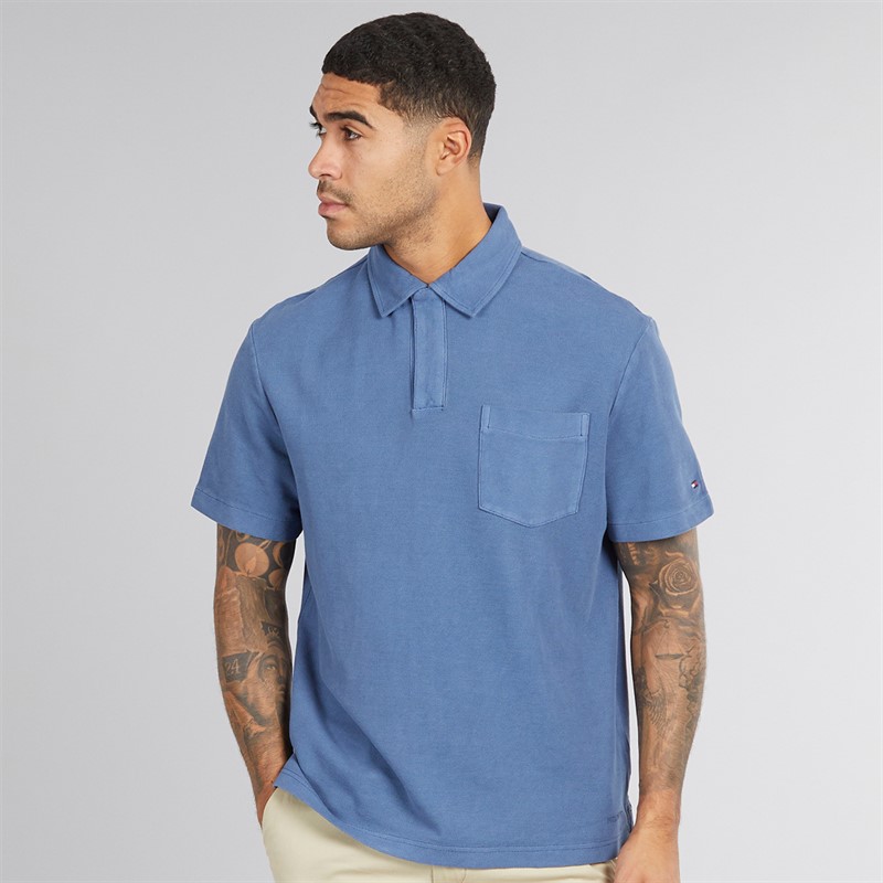 Tommy Hilfiger Mens Riviera Classic Fit Polo Shirt Preppy Navy