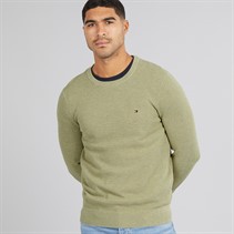 Tommy Hilfiger Mens Essential Structure Crew Neck Jumper Heathered Olive
