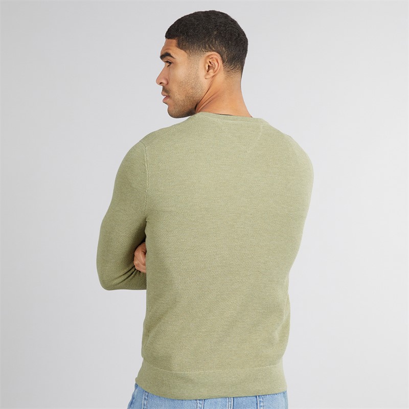 Tommy Hilfiger Mens Essential Structure Crew Neck Jumper Heathered Olive