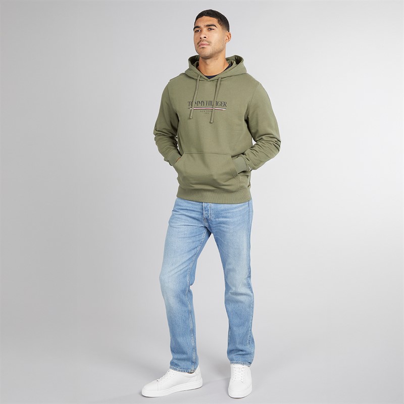 Tommy Hilfiger Mens Love Hilfiger Hoodie Battle Green