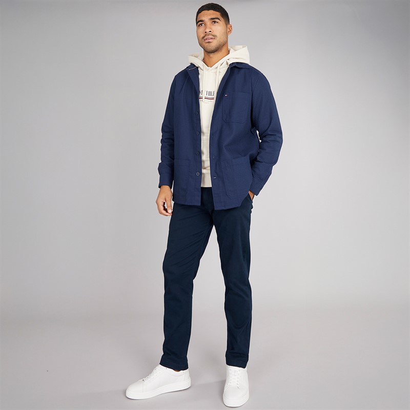 Tommy Hilfiger Mens Waffle Overshirt Preppy Navy