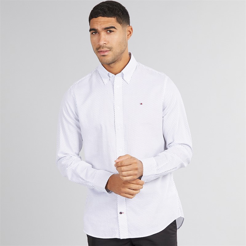 Tommy Hilfiger Mens Twill Shirt White/Preppy Navy