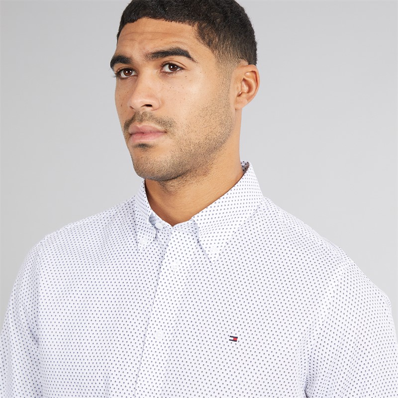 Tommy Hilfiger Mens Twill Shirt White/Preppy Navy