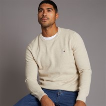 Tommy Hilfiger Mens Essential Structure Crew Neck Jumper Heathered Oatmilk