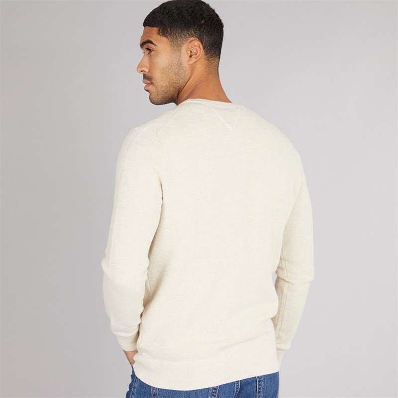 Tommy Hilfiger Mens Essential Structure Crew Neck Jumper Heathered Oatmilk