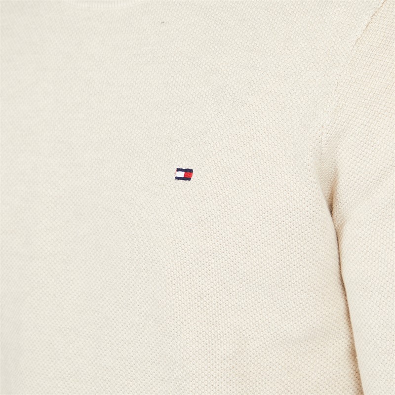 Tommy Hilfiger Mens Essential Structure Crew Neck Jumper Heathered Oatmilk