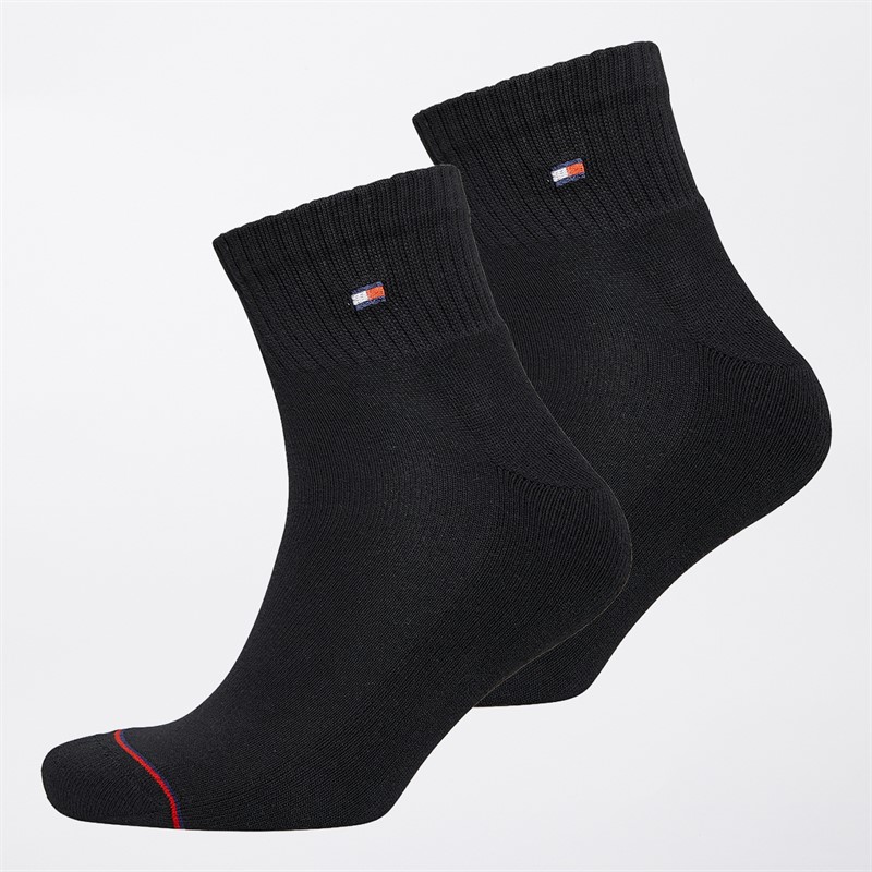 Tommy Hilfiger Mens Two Pack Quarter Socks Black