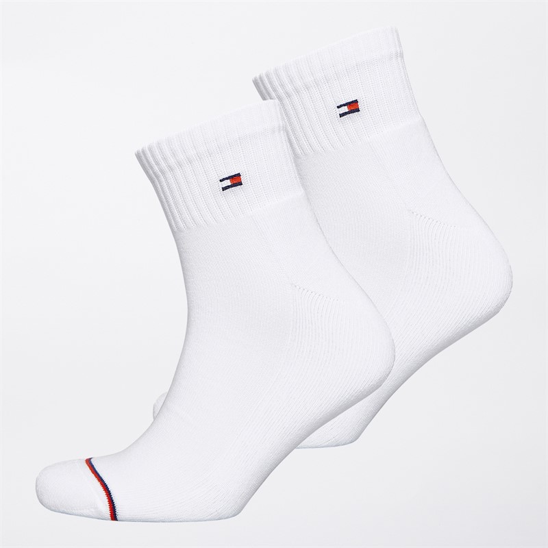 Tommy Hilfiger Mens Two Pack Quarter Socks White