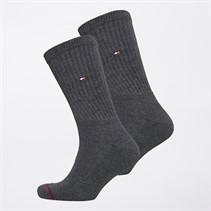 Tommy Hilfiger Mens Two Pack Crew Socks Anthracite Melange